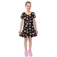 Donuts Pattern Kids  Short Sleeve Velvet Dress by Valentinaart