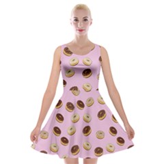 Donuts Pattern Velvet Skater Dress by Valentinaart
