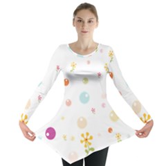 Flower Floral Star Balloon Bubble Long Sleeve Tunic  by Mariart