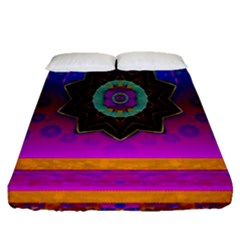 Air And Stars Global With Some Guitars Pop Art Fitted Sheet (queen Size) by pepitasart