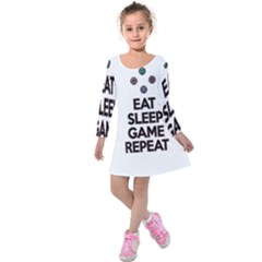 Eat Sleep Game Repeat Kids  Long Sleeve Velvet Dress by Valentinaart