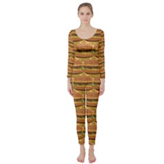 Delicious Burger Pattern Long Sleeve Catsuit by berwies