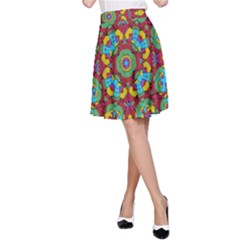 Geometric Multicolored Print A-line Skirt by dflcprintsclothing