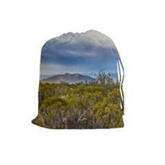 Patagonian Lanscape Scene, Santa Cruz, Argentina Drawstring Pouches (large)  by dflcprints
