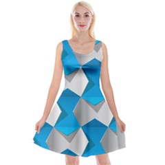Blue White Grey Chevron Reversible Velvet Sleeveless Dress by Mariart