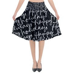 Happy Holidays Flared Midi Skirt by Mariart