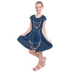 Line Light Blue Green Red Yellow Kids  Short Sleeve Dress by Mariart