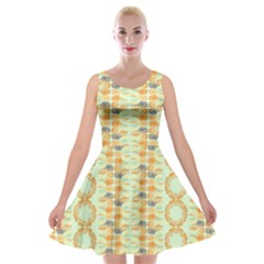 Ethnic Orange Pattern Velvet Skater Dress by linceazul