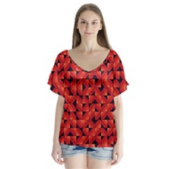 Fake Wood Pattern Flutter Sleeve Top by linceazul