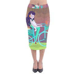 Bikeride Velvet Midi Pencil Skirt by Mjdaluz
