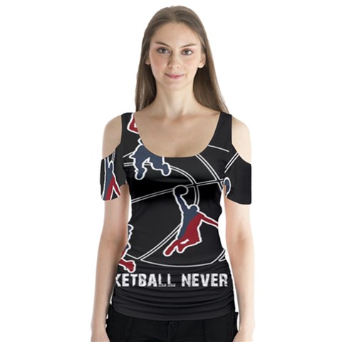 Basketball Never Stops Butterfly Sleeve Cutout Tee  by Valentinaart