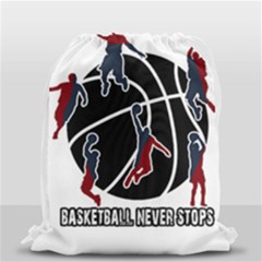 Basketball Never Stops Drawstring Bag (small) by Valentinaart