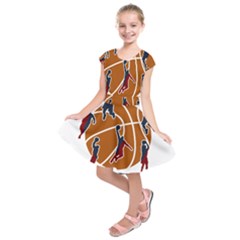Basketball Never Stops Kids  Short Sleeve Dress by Valentinaart