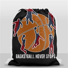 Basketball Never Stops Drawstring Bag (small) by Valentinaart