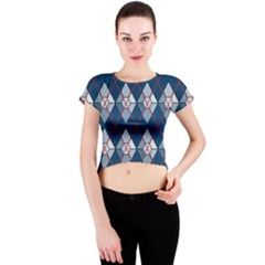 Diamonds And Lasers Argyle  Crew Neck Crop Top by emilyzragz