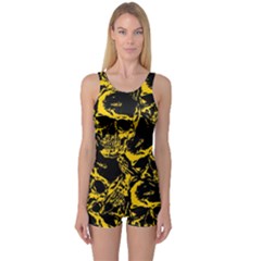 Skull Pattern One Piece Boyleg Swimsuit by ValentinaDesign