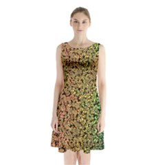 Crystals Rainbow Sleeveless Waist Tie Chiffon Dress by Mariart
