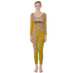 Green Blue Orange Long Sleeve Catsuit by Mariart