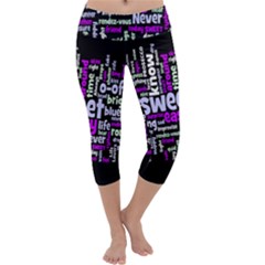 Writing Color Rainbow Sweer Love Capri Yoga Leggings by Mariart