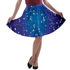 Astrology Illness Prediction Zodiac Star A-line Skater Skirt by Mariart