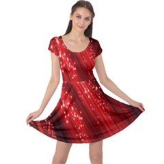 Red Space Line Light Black Polka Cap Sleeve Dresses by Mariart