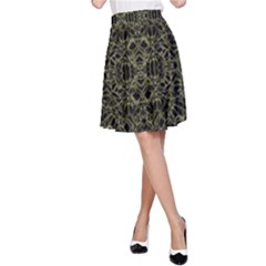 Golden Geo Tribal Pattern A-line Skirt by dflcprintsclothing