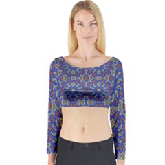 Colorful Ethnic Design Long Sleeve Crop Top by dflcprintsclothing