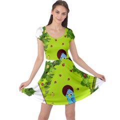 Bluebird Bird Birdhouse Avian Cap Sleeve Dresses by Nexatart