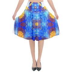 Easter Eggs Egg Blue Yellow Flared Midi Skirt by Nexatart