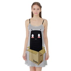 Black Cat In A Box Satin Night Slip by Catifornia