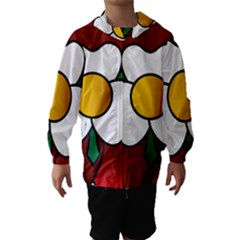 Flower Rose Glass Church Window Hooded Wind Breaker (kids) by Nexatart