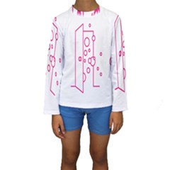 Deep Clean Bubbel Door Pink Polka Circle Kids  Long Sleeve Swimwear by Mariart