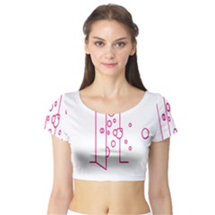 Deep Clean Bubbel Door Pink Polka Circle Short Sleeve Crop Top (tight Fit) by Mariart