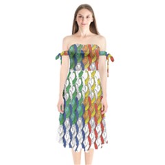 Rainbow Fish Shoulder Tie Bardot Midi Dress by Mariart