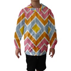 Line Pattern Cross Print Repeat Hooded Wind Breaker (kids) by Nexatart