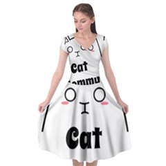 Love My Cat Mommy Cap Sleeve Wrap Front Dress by Catifornia