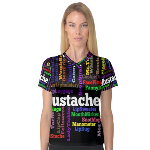 Mustache Women s V-neck Sport Mesh Tee by Mariart