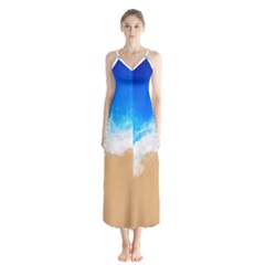 Sand Beach Water Sea Blue Brown Waves Wave Chiffon Maxi Dress by Mariart