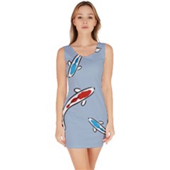Koi Carp East Vector Seamless Sleeveless Bodycon Dress by Nexatart