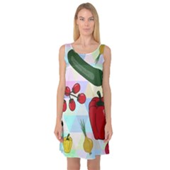 Vegetables Cucumber Tomato Sleeveless Satin Nightdress by Nexatart