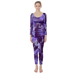 Purple Paint Strokes Long Sleeve Catsuit by KirstenStar