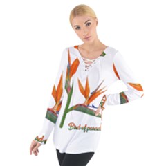 Bird Of Paradise Women s Tie Up Tee by Valentinaart