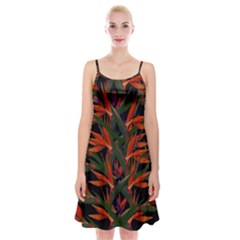Bird Of Paradise Spaghetti Strap Velvet Dress by Valentinaart