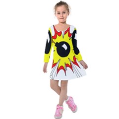 Book Explosion Boom Dinamite Kids  Long Sleeve Velvet Dress by Mariart