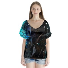 Abstract Design Flutter Sleeve Top by ValentinaDesign