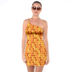 Honeycomb Pattern Honey Background One Soulder Bodycon Dress by Nexatart