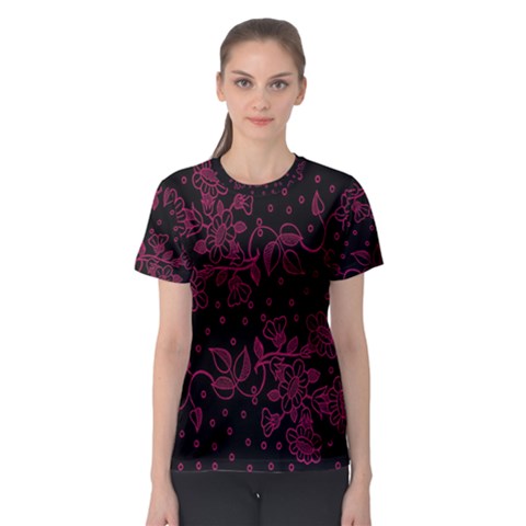 Pink Floral Pattern Background Women s Sport Mesh Tee by Nexatart