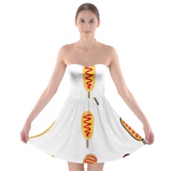 Hot Dog Buns Sate Sauce Bread Strapless Bra Top Dress by Mariart