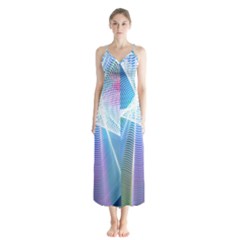 Light Means Net Pink Rainbow Waves Wave Chevron Green Blue Sky Button Up Chiffon Maxi Dress by Mariart