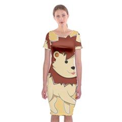 Happy Cartoon Baby Lion Classic Short Sleeve Midi Dress by Catifornia